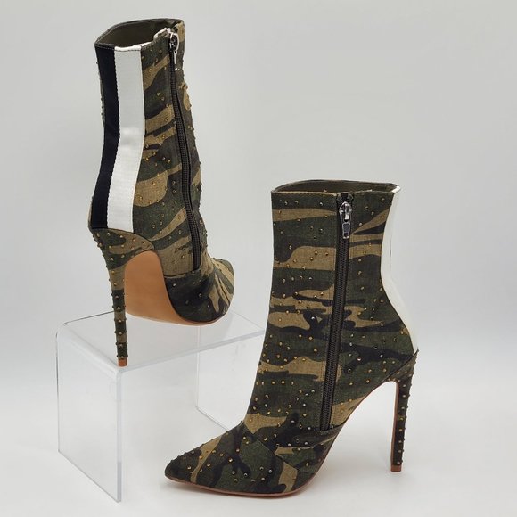 Steve Madden Rhinestone Studded Camouflage Booties - NWOT - Picture 2 of 16